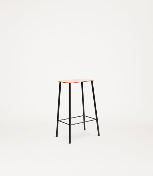 Adam Stool | Black and Natural Leather | H65