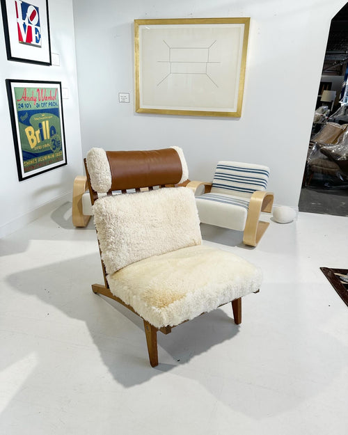 Model GE 375 Lounge Chair in California Sheepskin, One Available