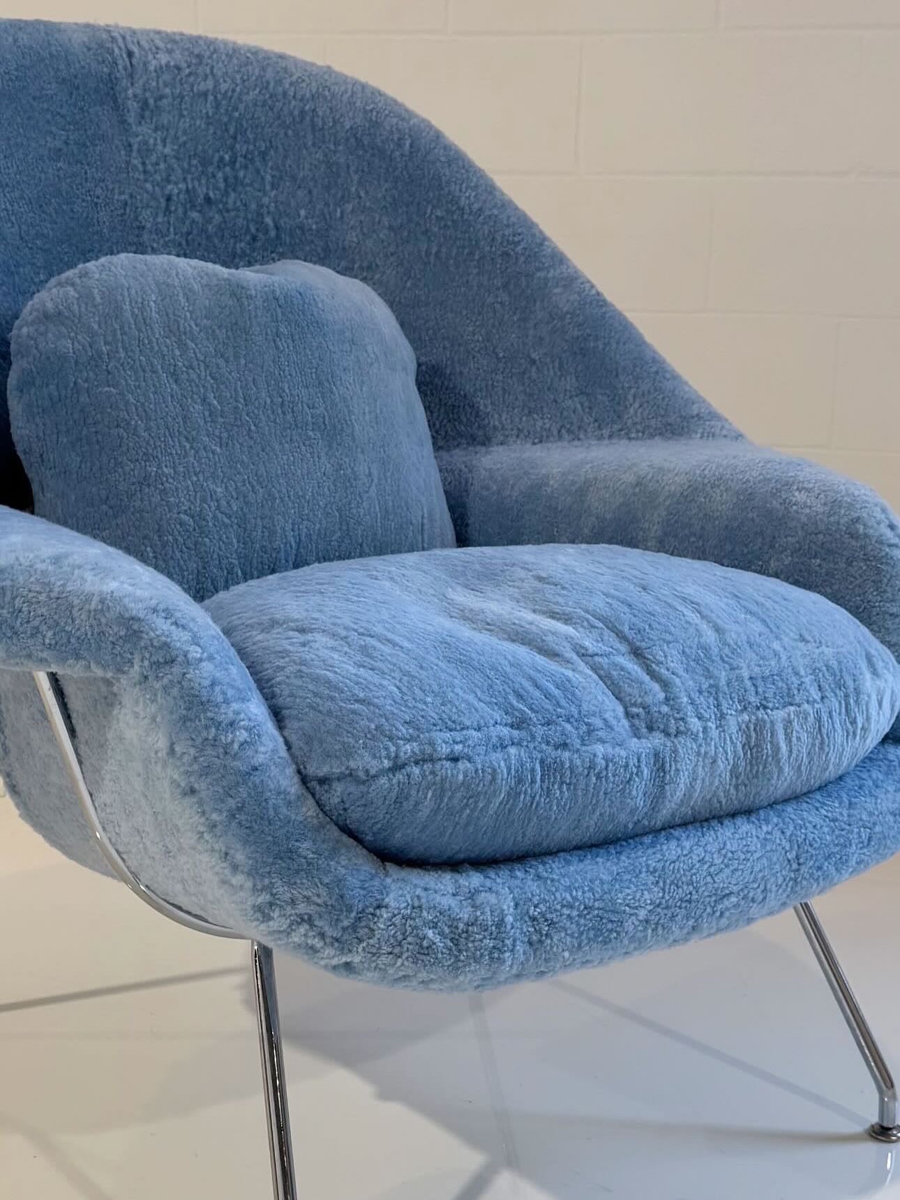 Bespoke Womb Chair in Patagonia Blue Shearling
