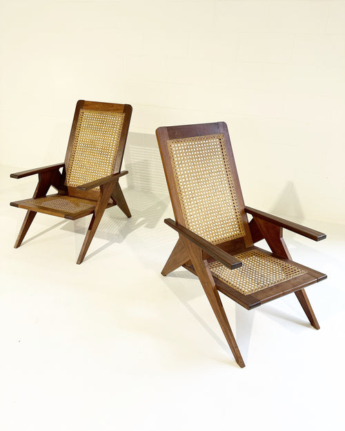 French Cane Back Chairs, pair