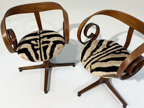 Sultana Chairs in Zebra Hide, pair