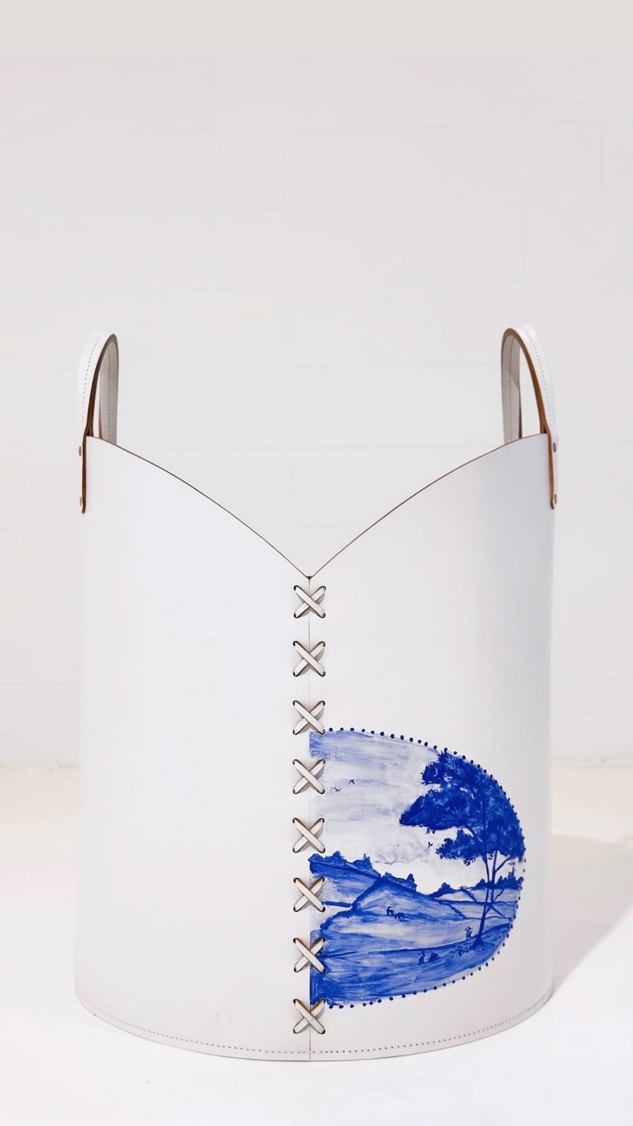 Log Basket, Hand-Painted, One-of-a-Kind