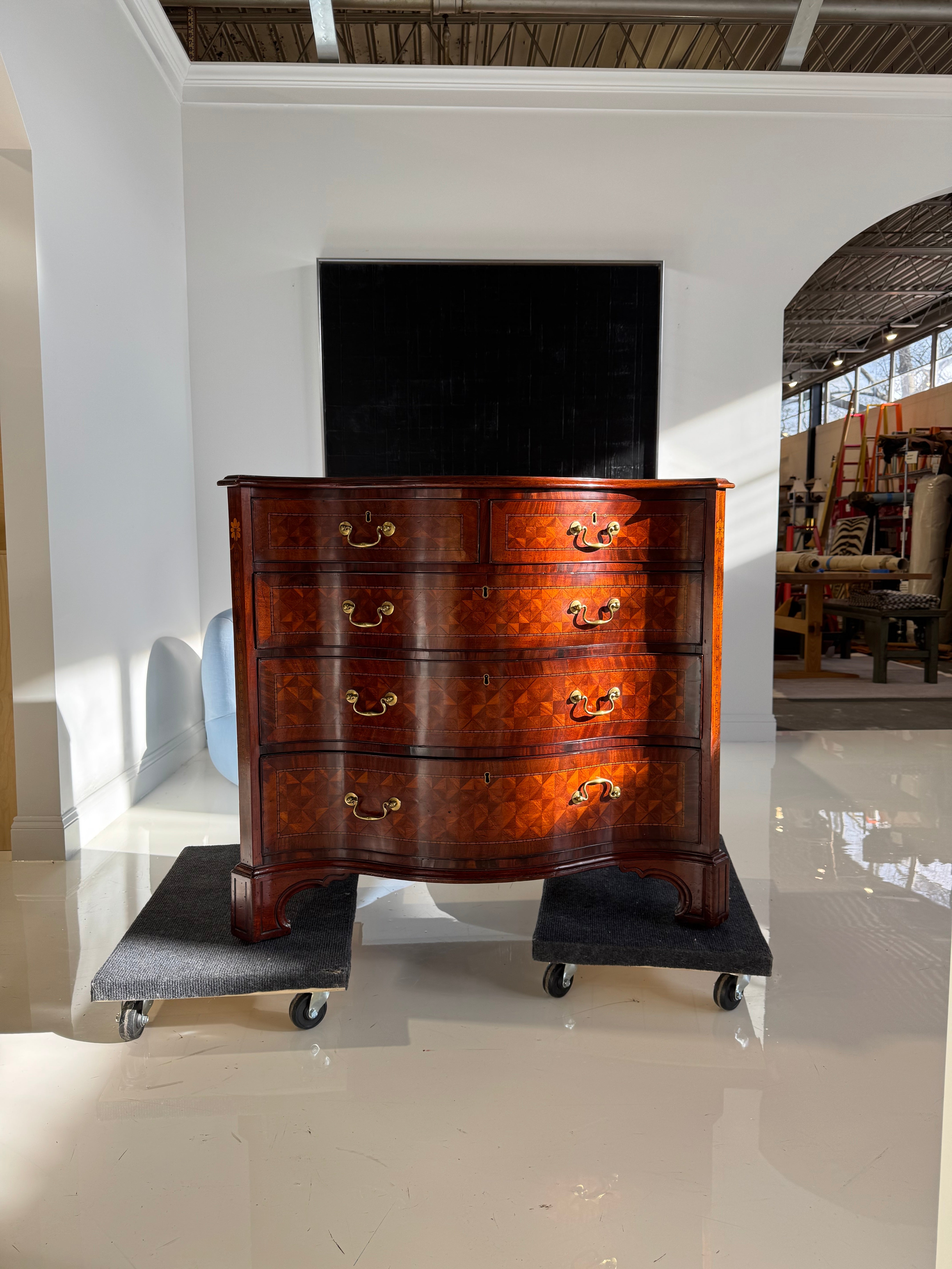ON HOLD A George III Style Mahogany and Marquetry Chest of Drawers