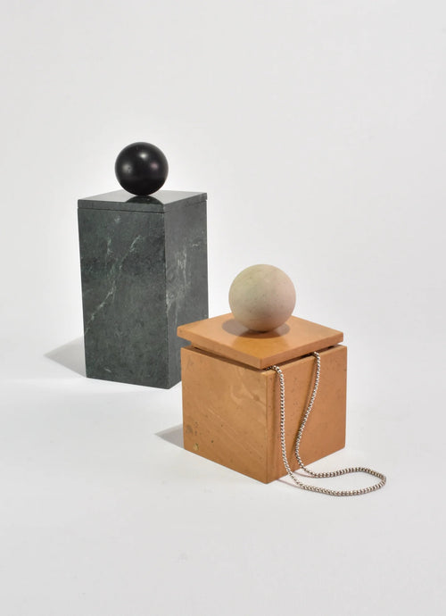 Tall Curio Box in Green Marble