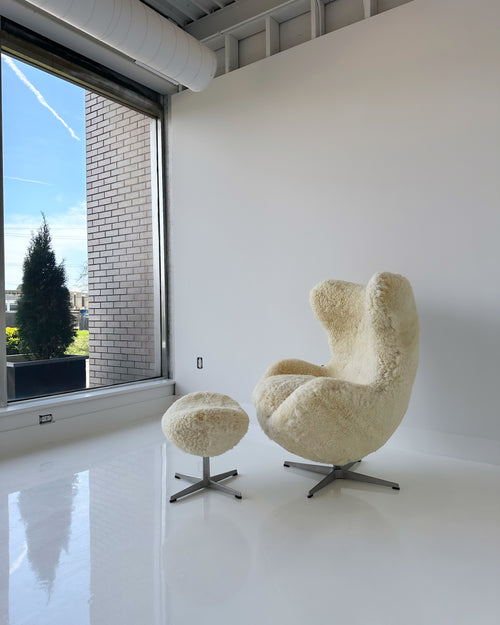 Bespoke Egg Chair and Ottoman in California Sheepskin