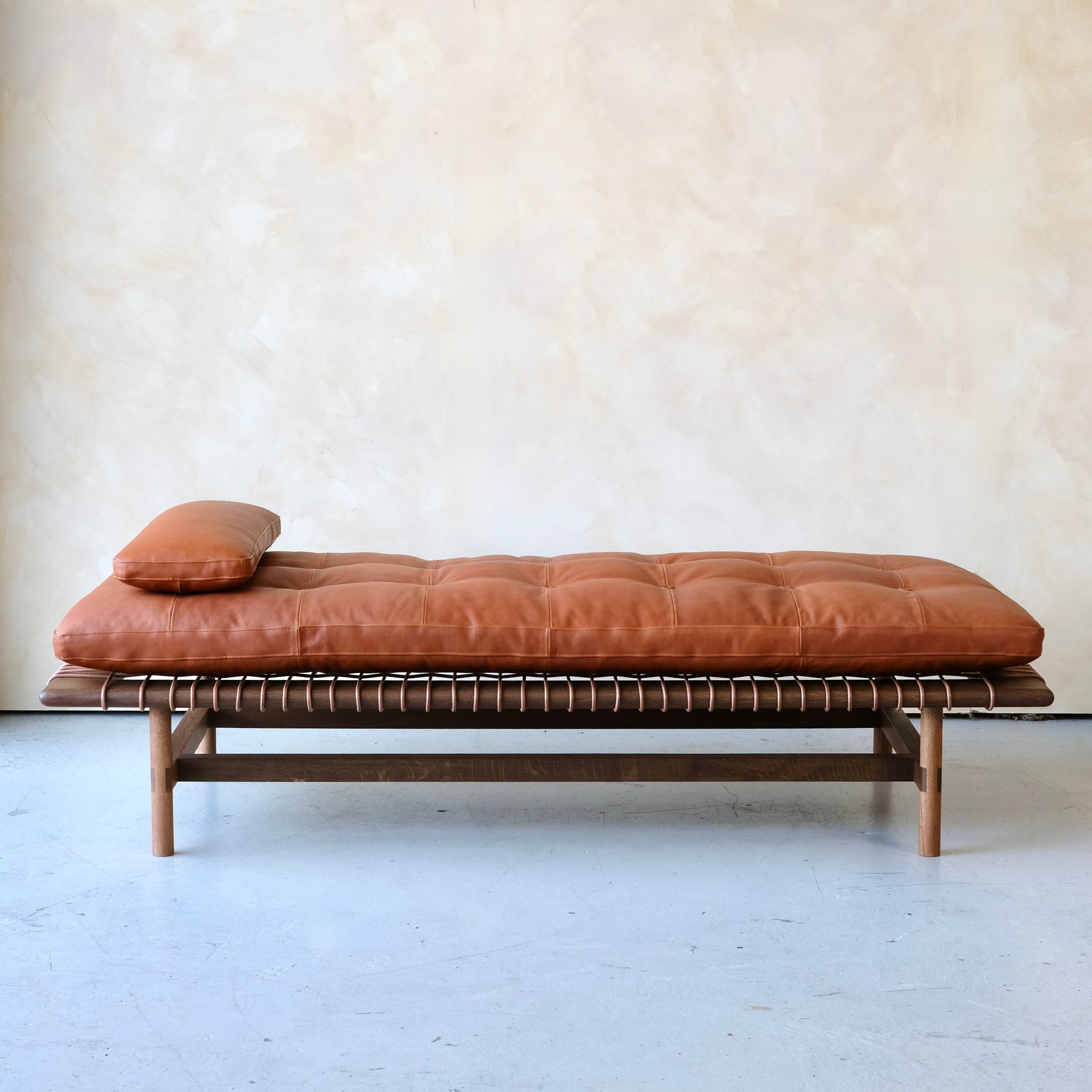 Mesa Daybed in Walnut and Tumbled Hermes Leather