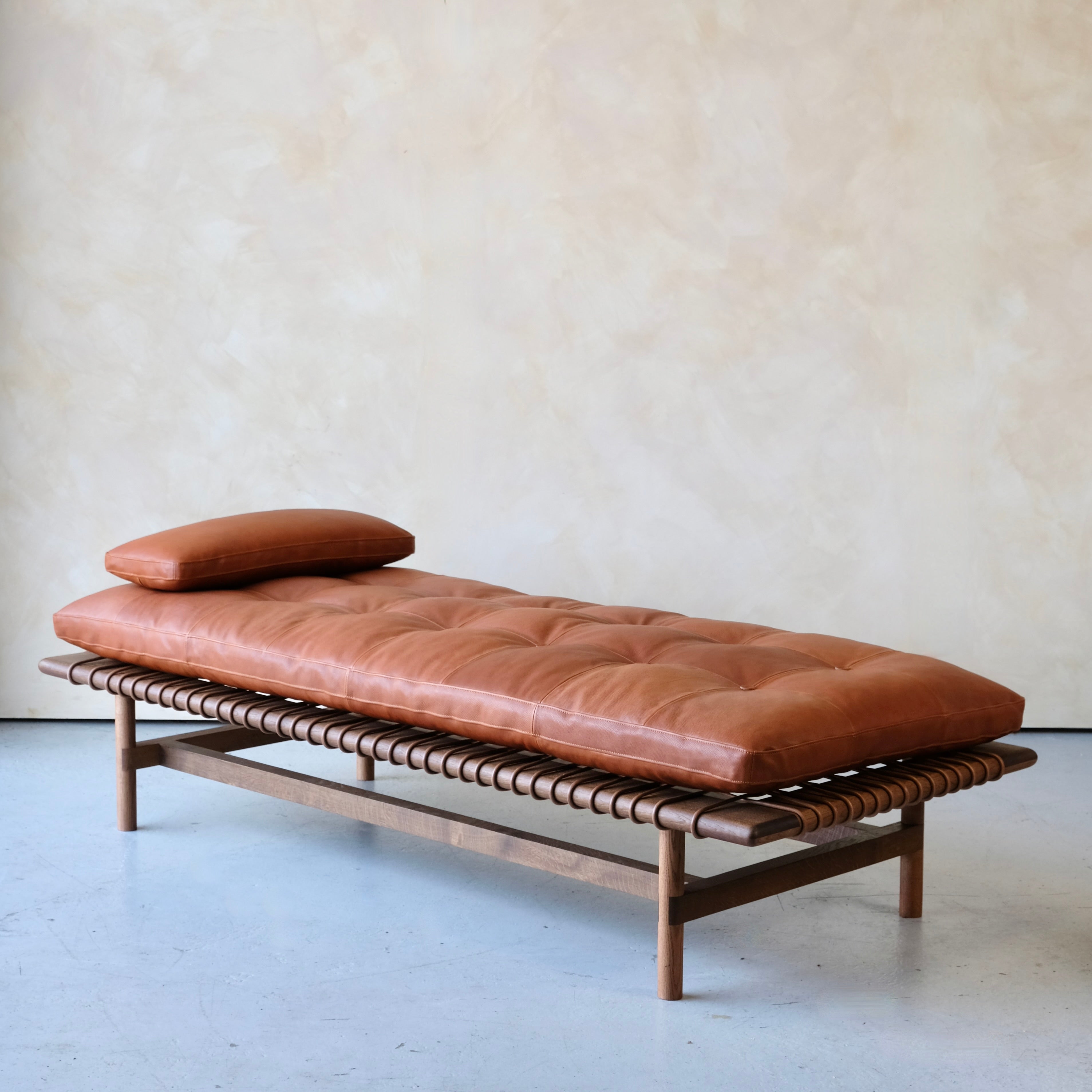 Mesa Daybed in Walnut and Tumbled Hermes Leather