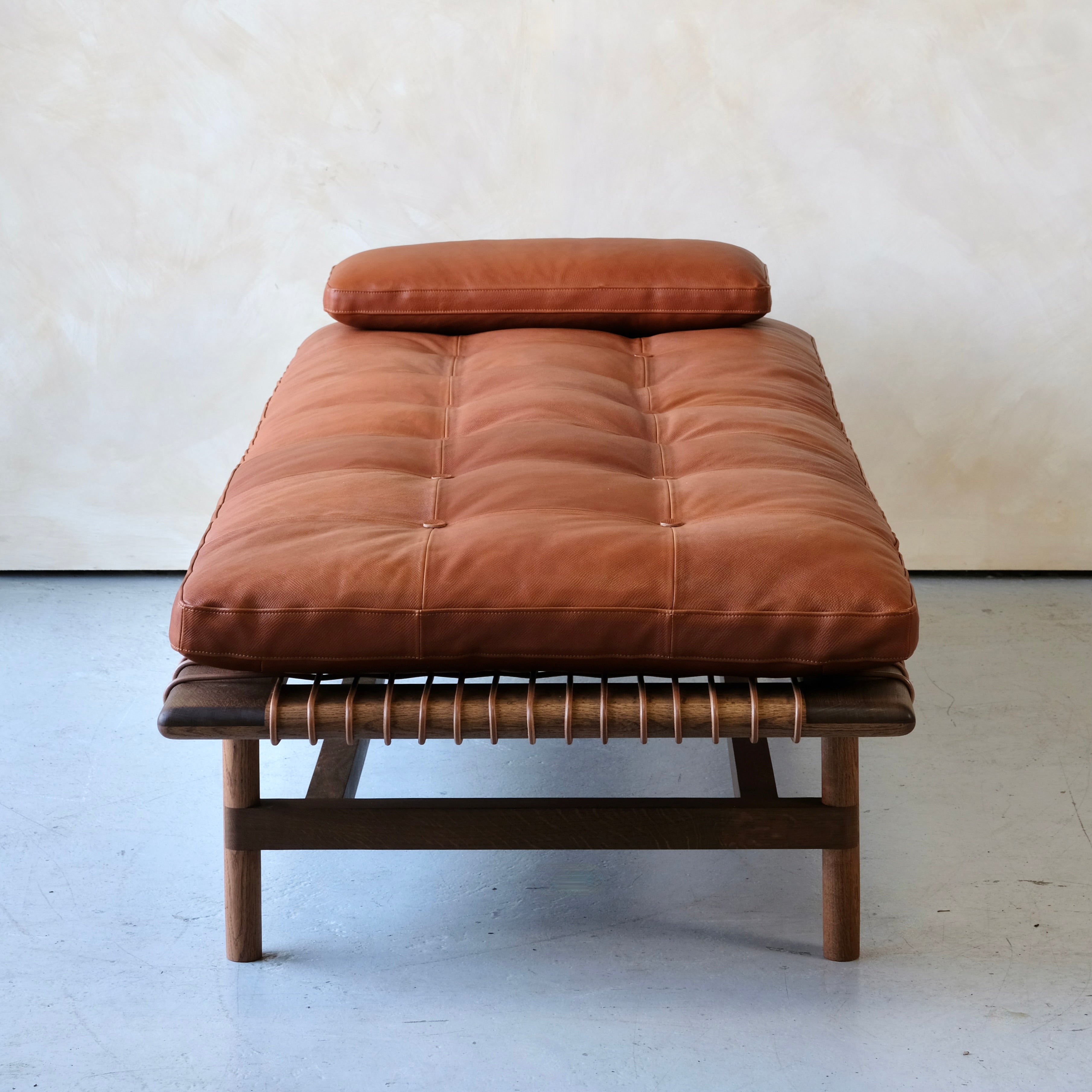 Mesa Daybed in Walnut and Tumbled Hermes Leather