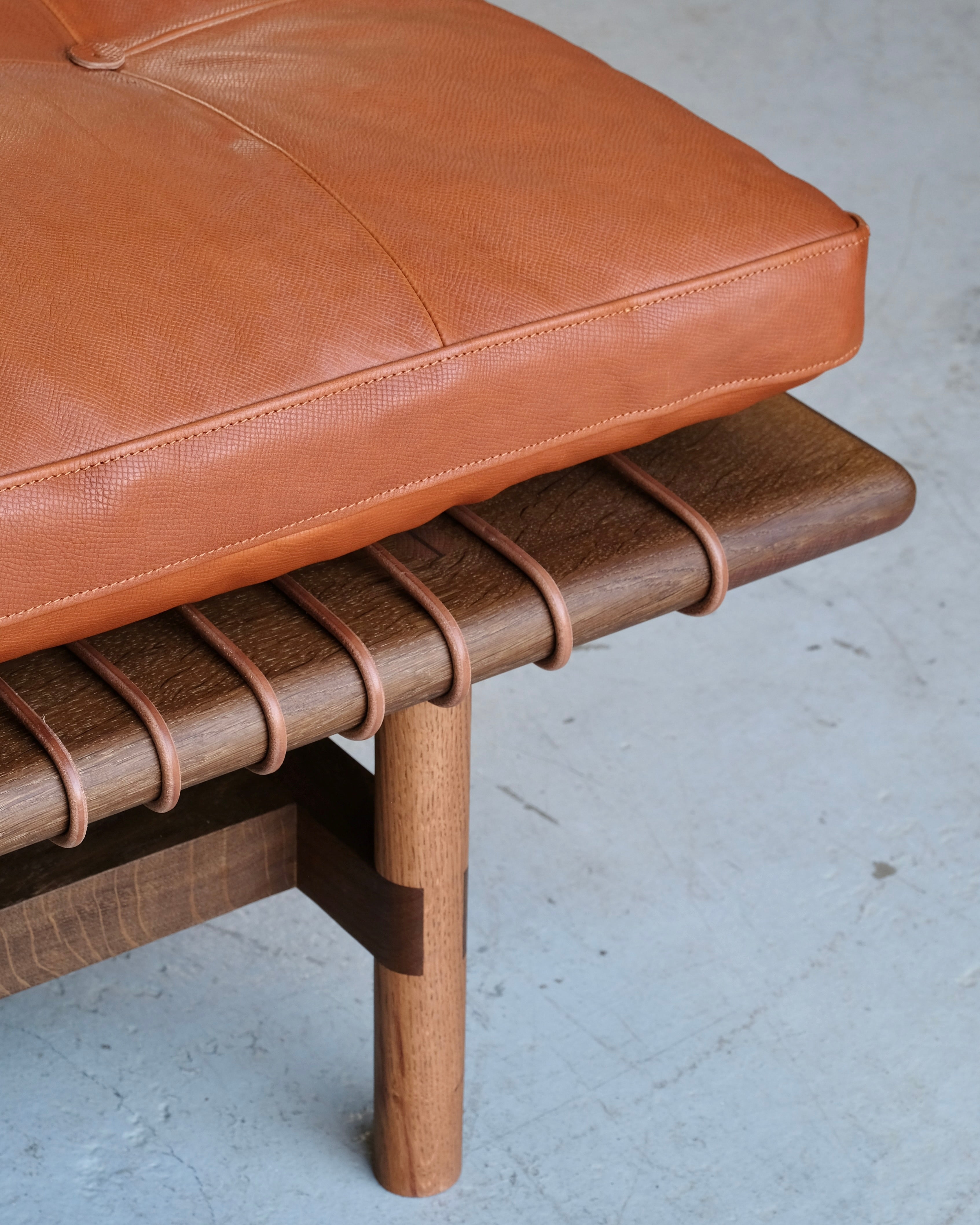 Mesa Daybed in Walnut and Tumbled Hermes Leather