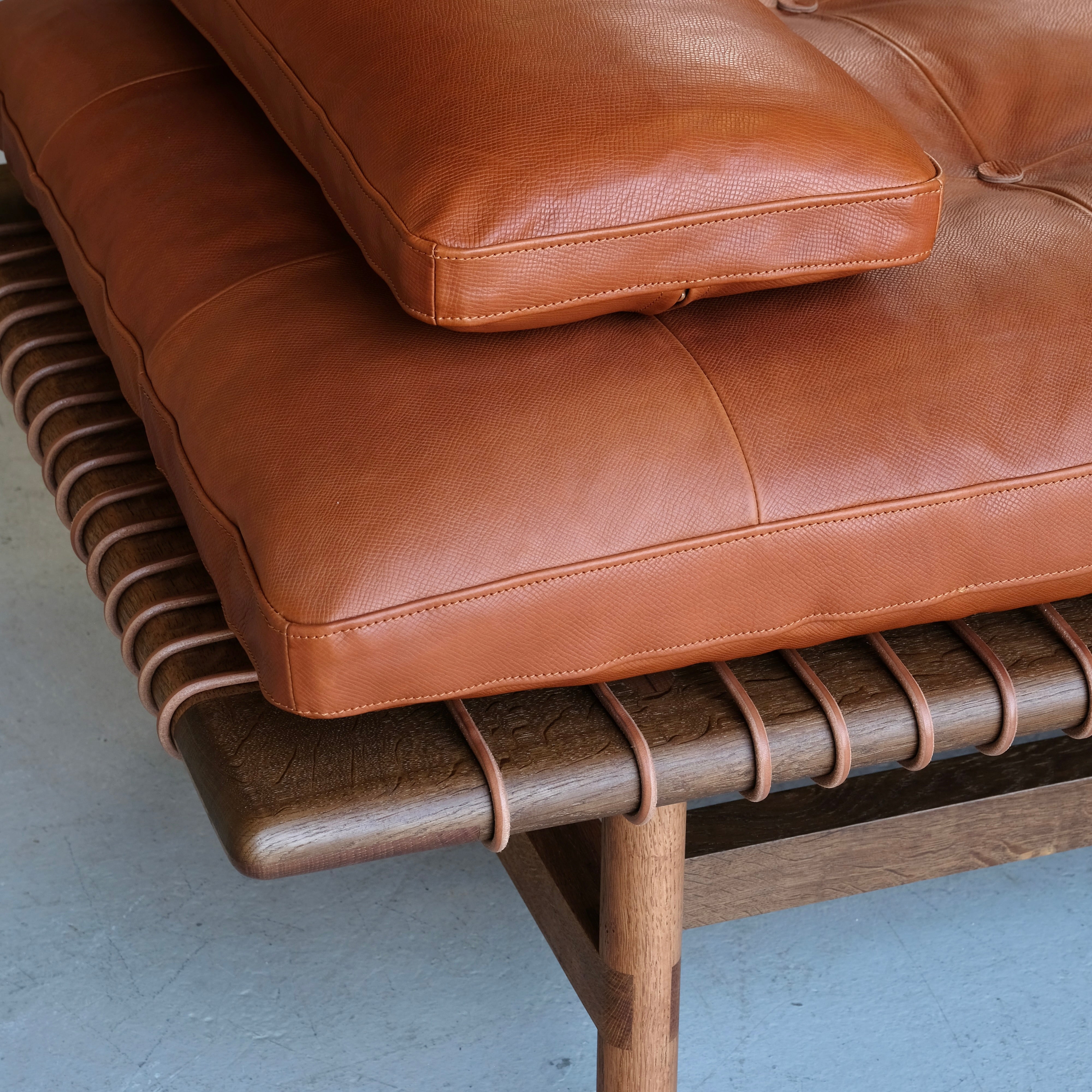 Mesa Daybed in Walnut and Tumbled Hermes Leather