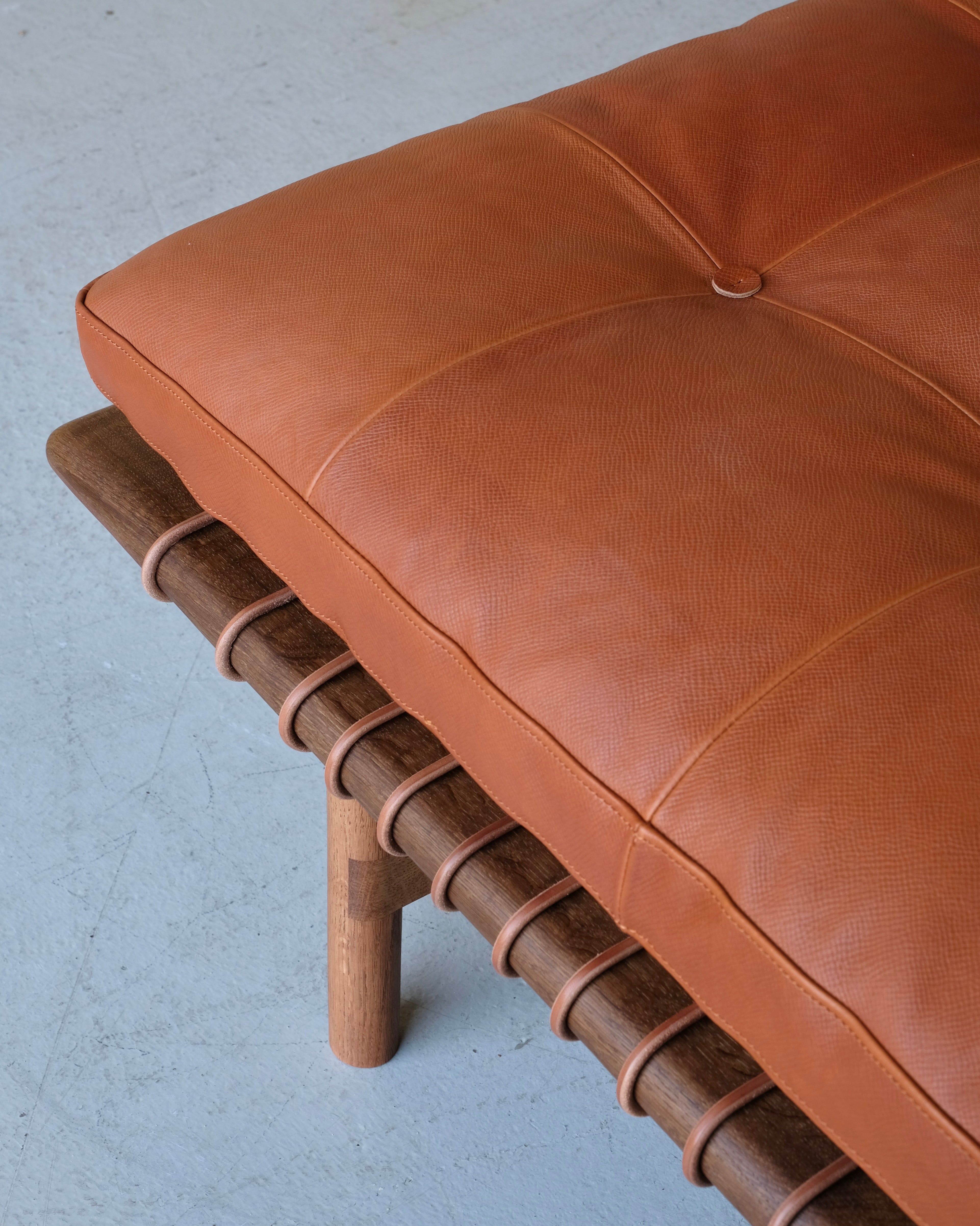 Mesa Daybed in Walnut and Tumbled Hermes Leather