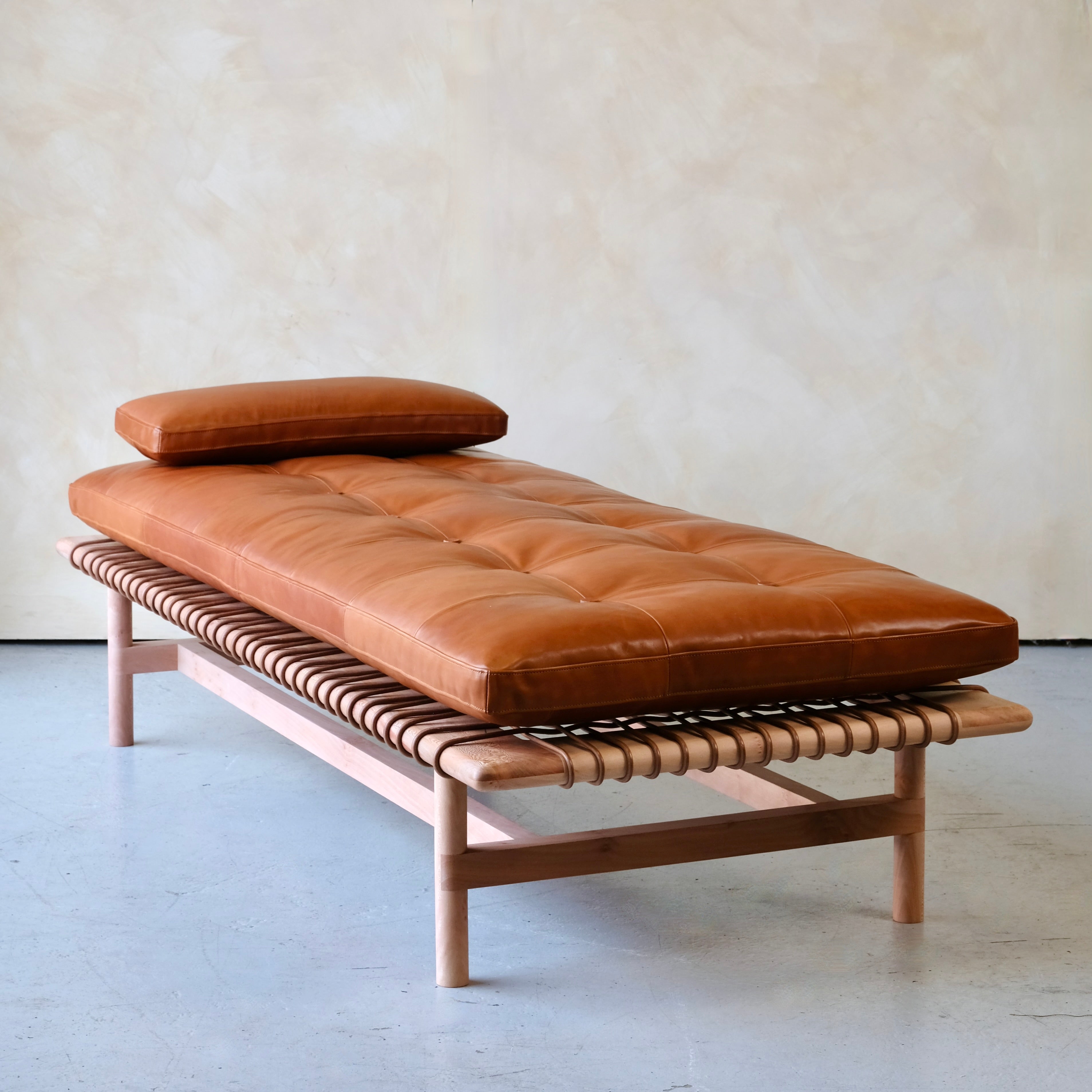 Mesa Daybed in London Plane and Hermes Leather