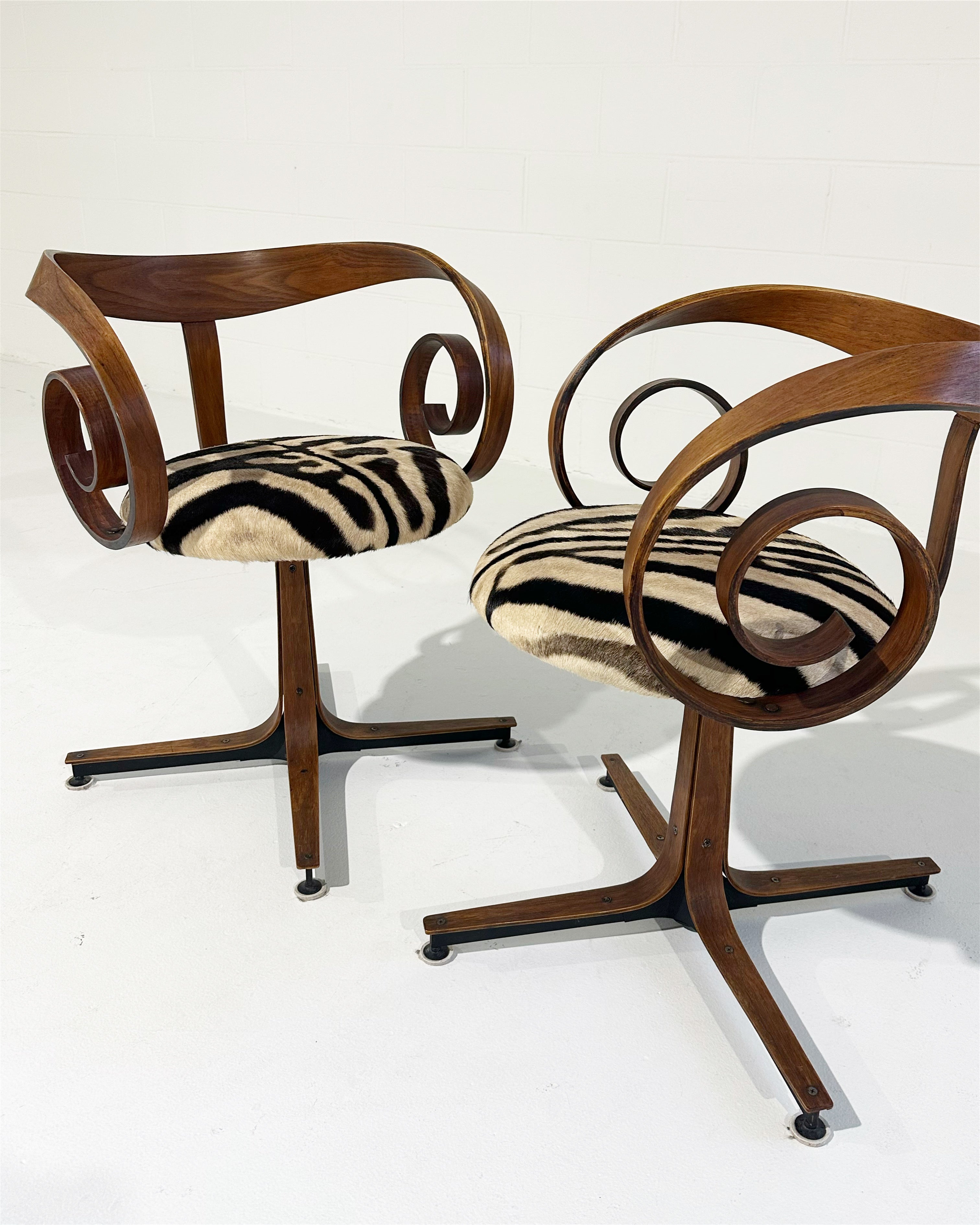 Sultana Chairs in Zebra Hide, pair