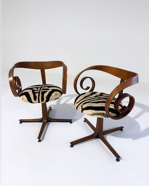 Sultana Chairs in Zebra Hide, pair
