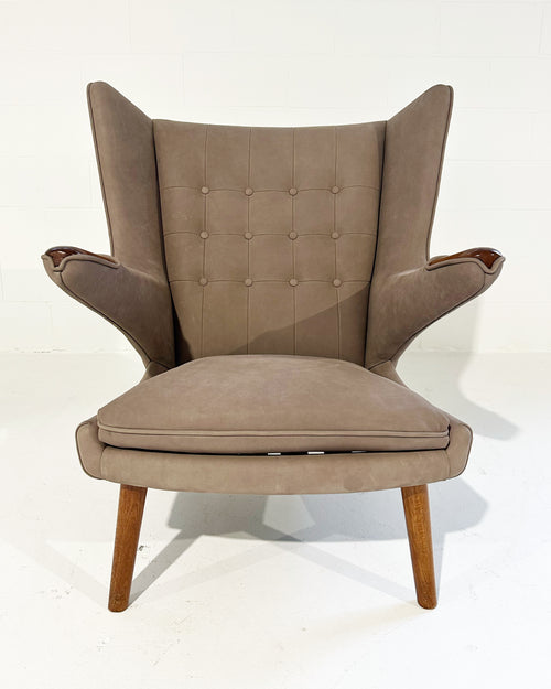 Papa Bear Chair with Ottoman in Loro Piana Nubuck