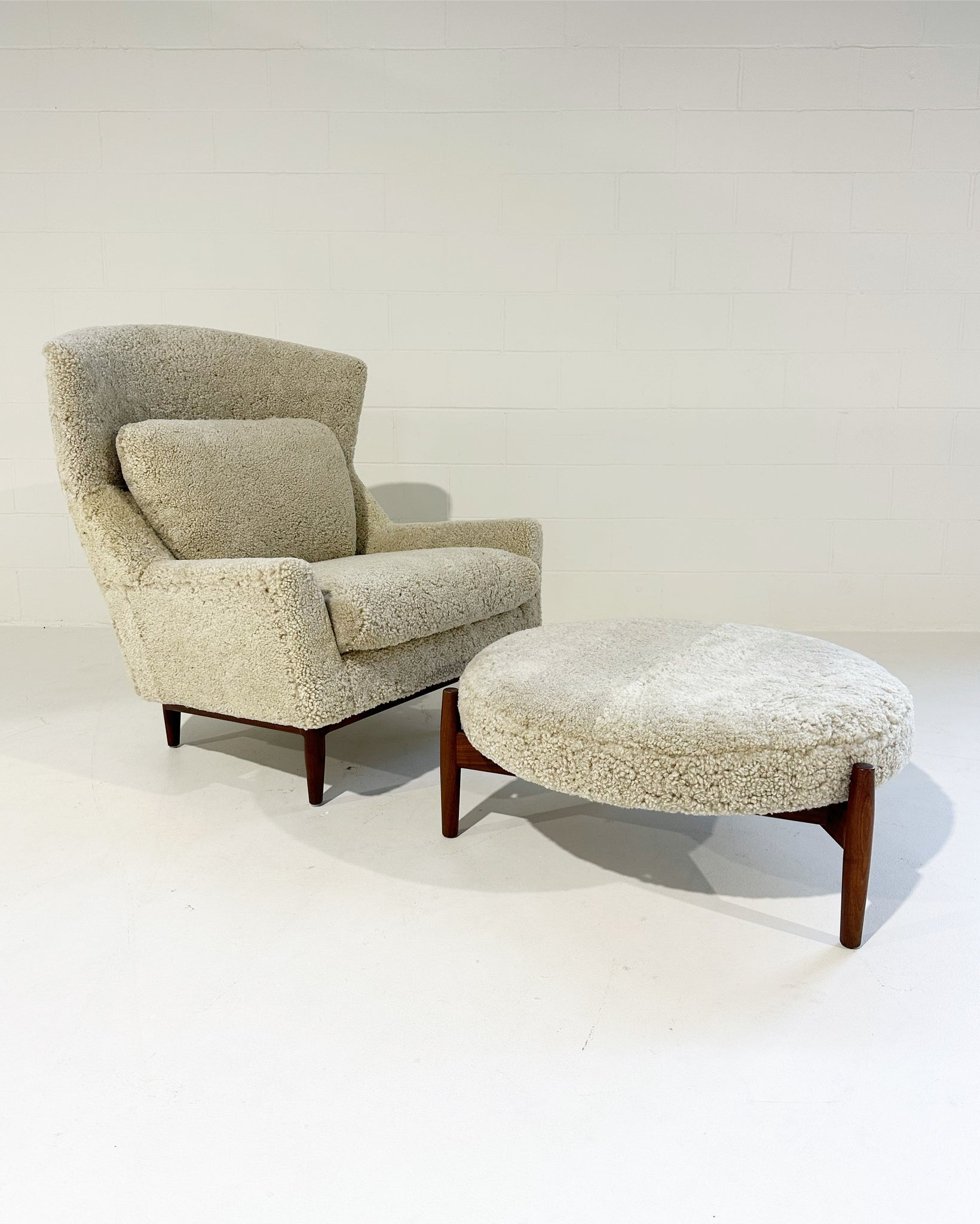 Lounge Chair and Ottoman in Shearling