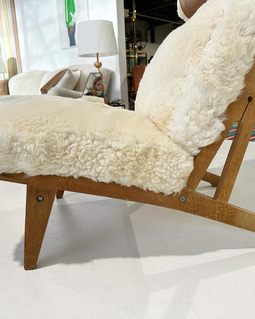 Model GE 375 Lounge Chair in California Sheepskin, One Available