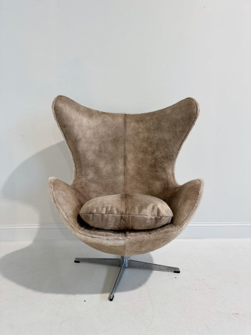 Egg Chair and Ottoman in Brazilian Cowhide