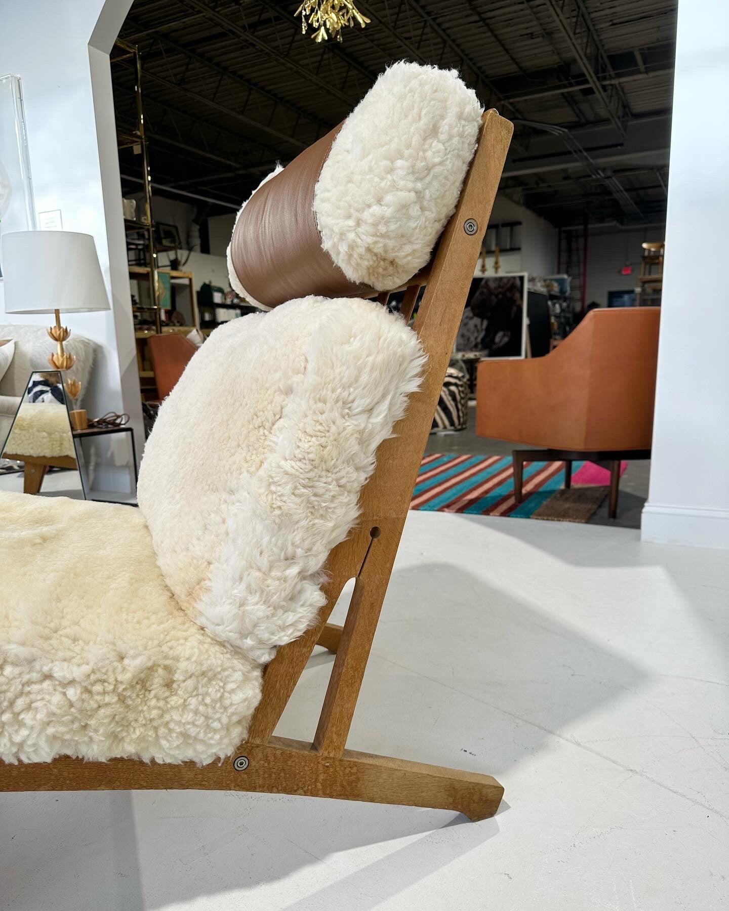 Model GE 375 Lounge Chair in California Sheepskin, One Available