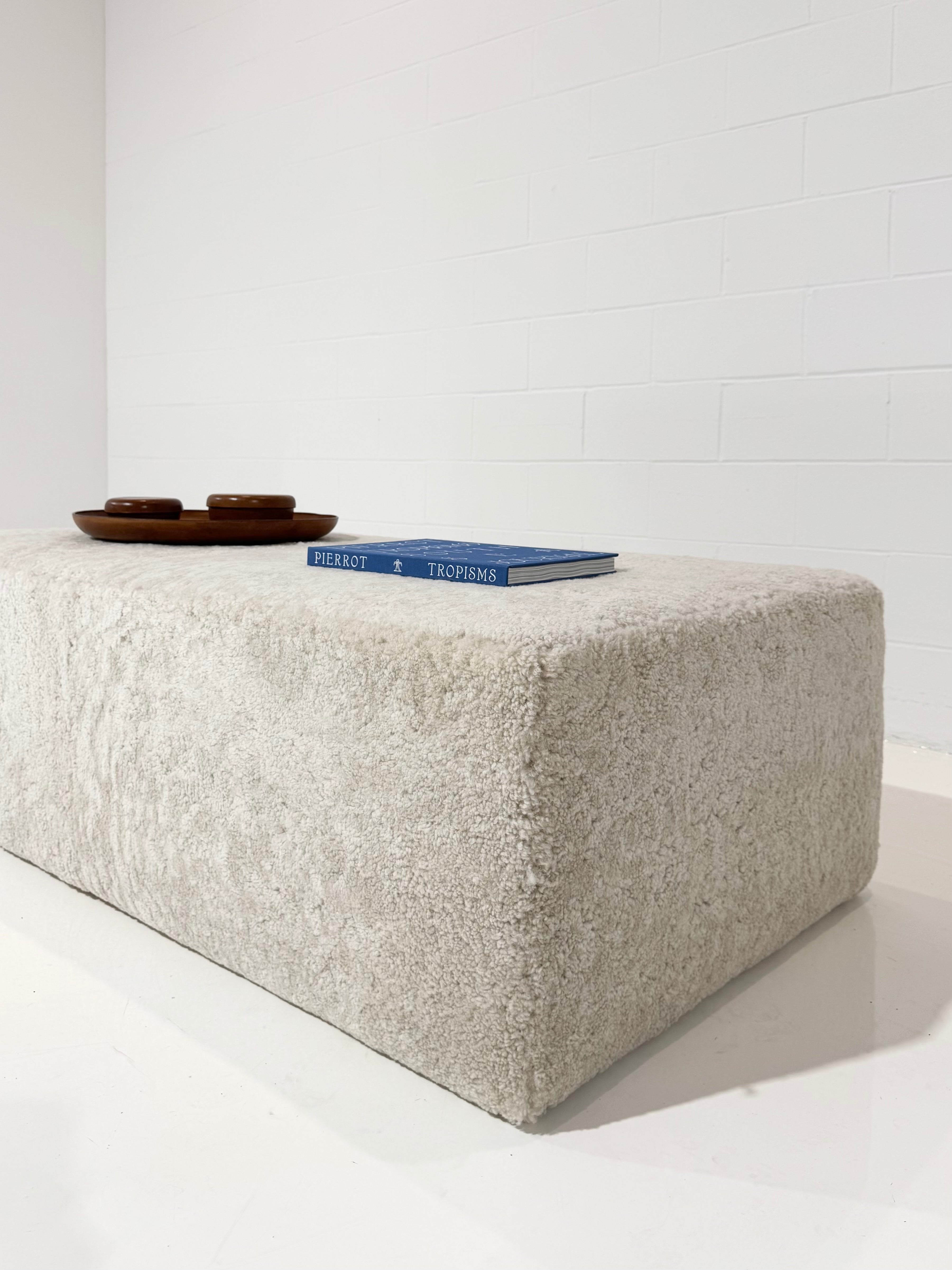 The Forsyth Ottoman in Shearling