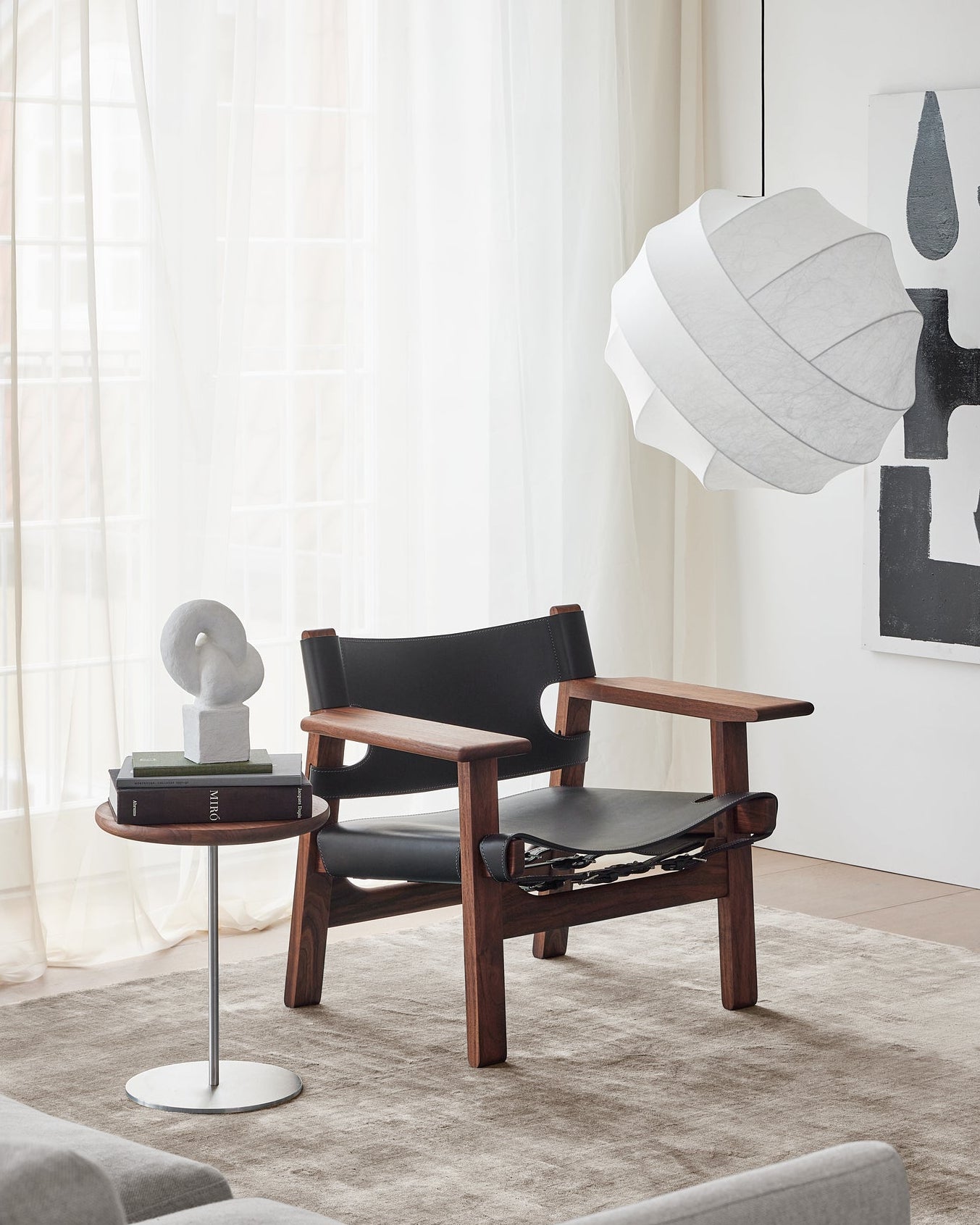 The Spanish Chair | Black Leather and Walnut