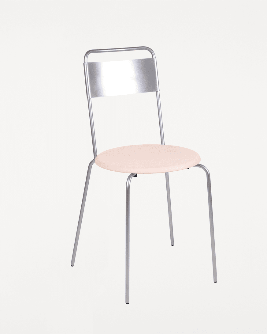 Petit Rond Chair | Stainless Steel / Natural Leather