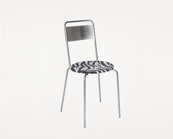 Petit Rond Chair | Stainless Steel / Zebra Fabric