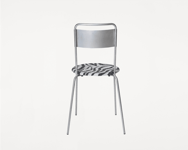 Petit Rond Chair | Stainless Steel / Zebra Fabric