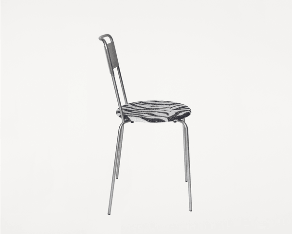 Petit Rond Chair | Stainless Steel / Zebra Fabric