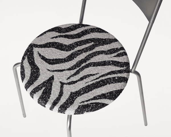 Petit Rond Chair | Stainless Steel / Zebra Fabric