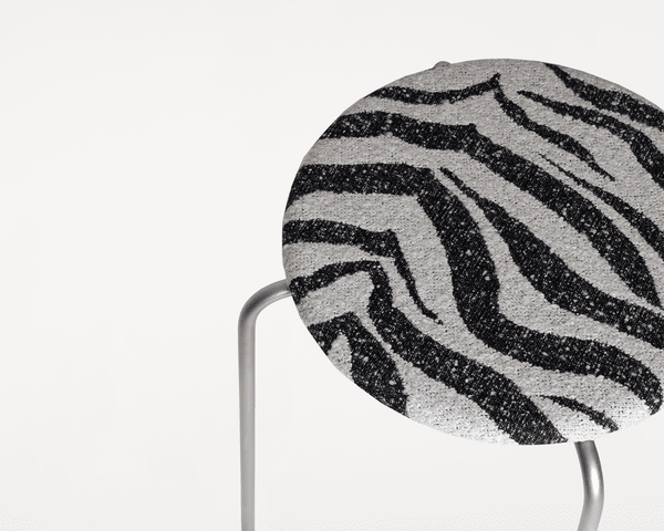 Petit Rond Stool | Stainless Steel / Zebra Fabric