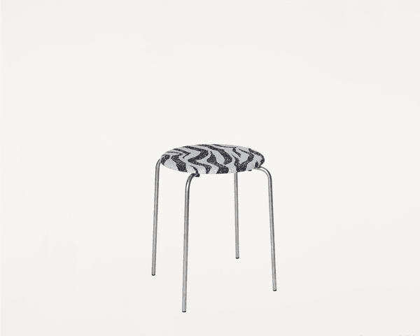 Petit Rond Stool | Stainless Steel / Zebra Fabric