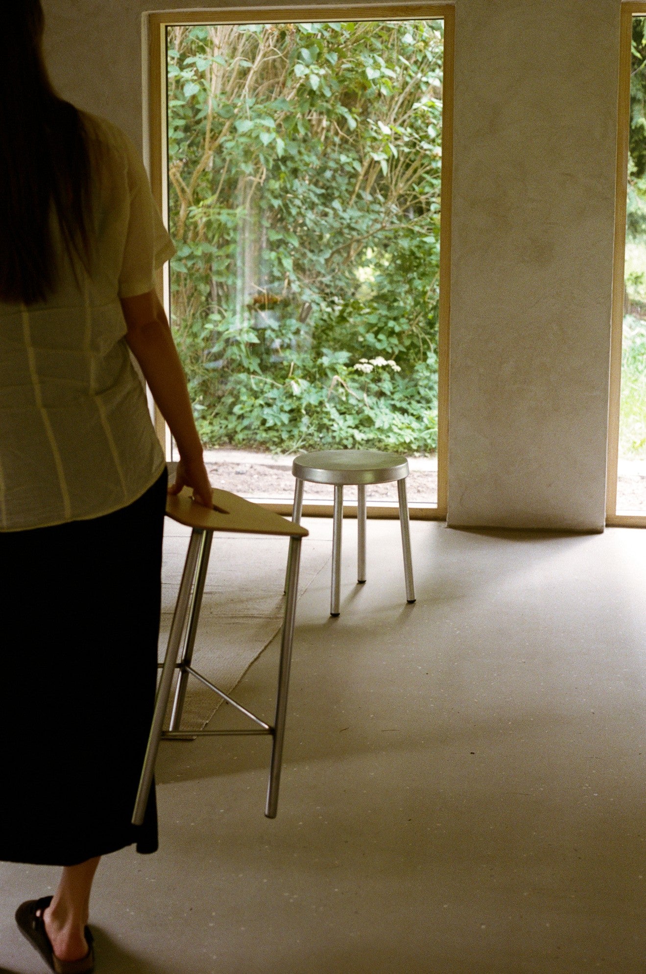 Adam Stool | Raw Steel and Natural Leather