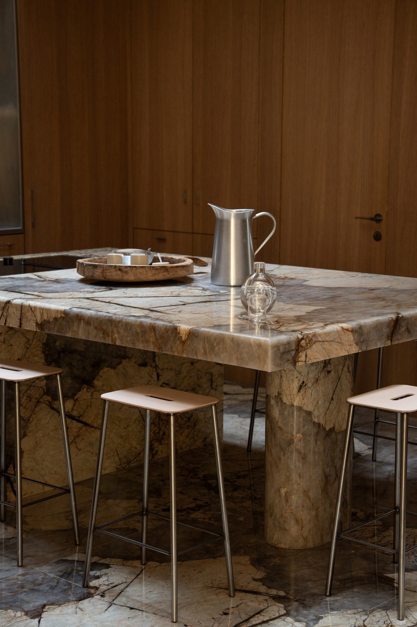 Adam Stool | Raw Steel and Natural Leather