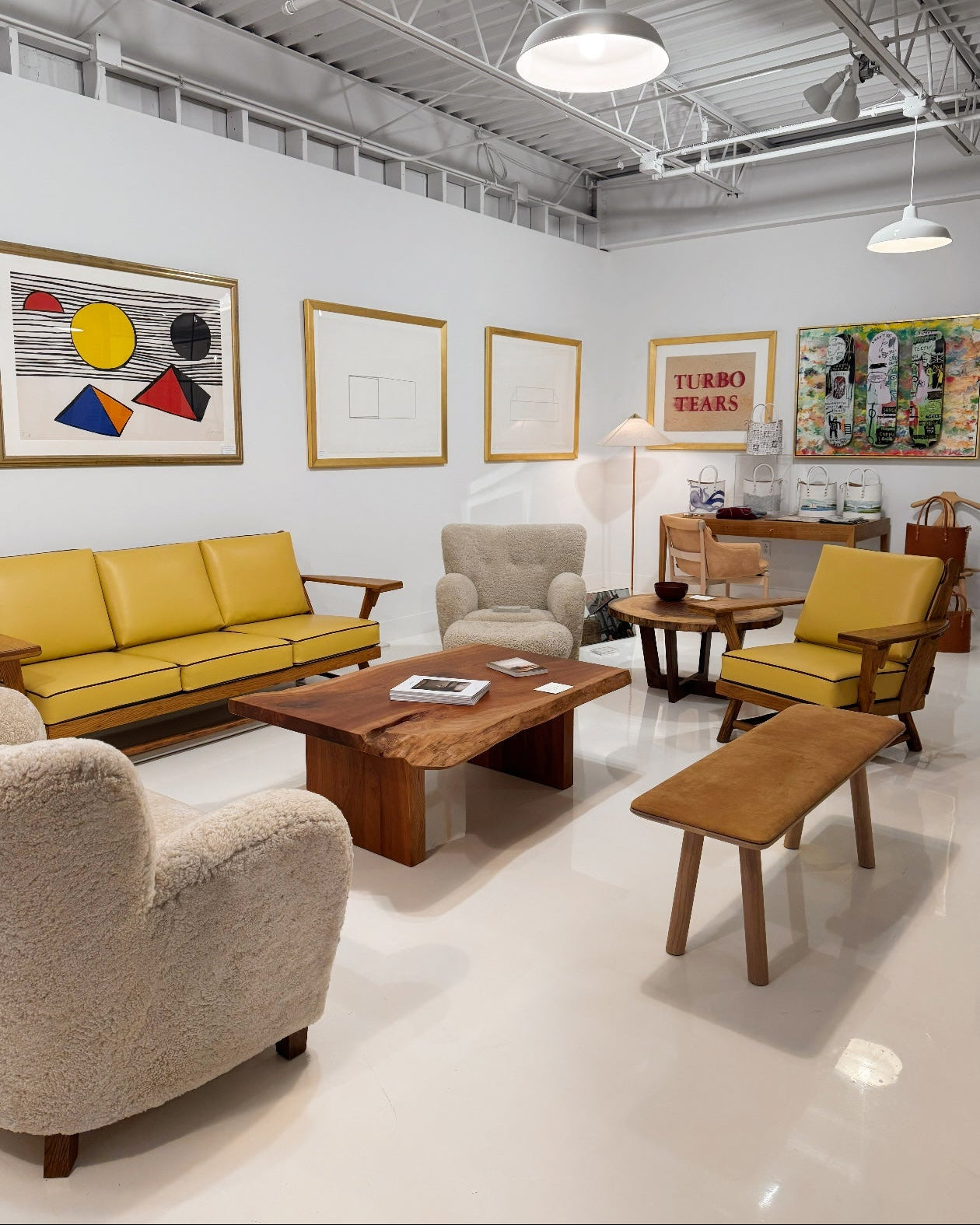 Russell Wright Sofa and Chair in Butter Italian Leather