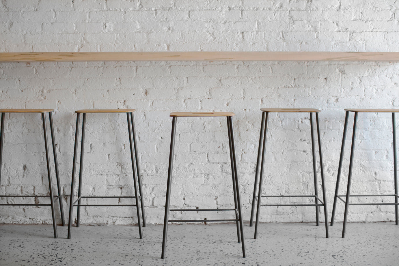 Adam Stool | Raw Steel and Natural Leather
