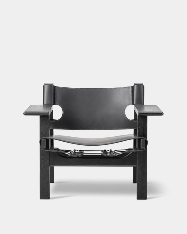 The Spanish Chair | Black Leather and Black Lacquered Oak