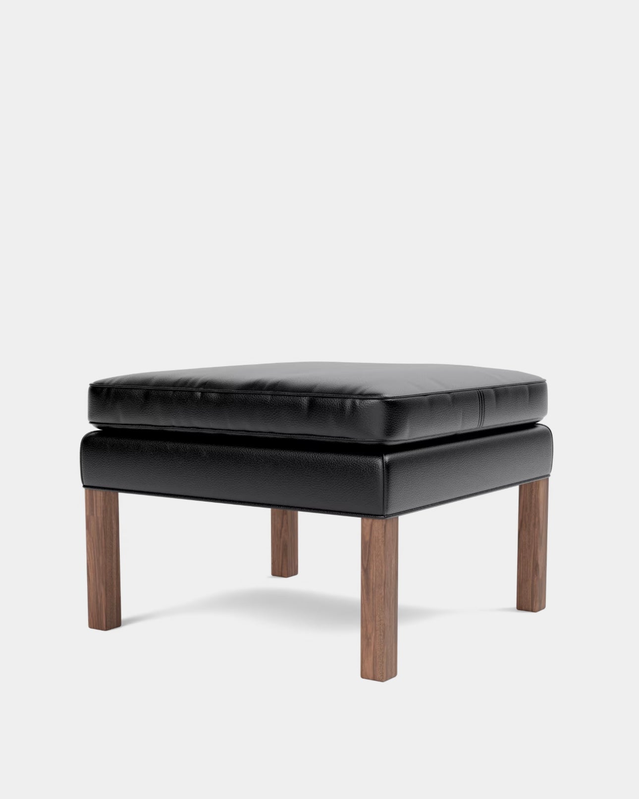 Mogensen 2202 Ottoman | Black Leather and Oiled Walnut