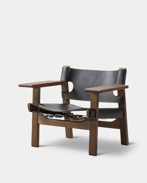 The Spanish Chair | Black Leather and Smoked Oiled Oak
