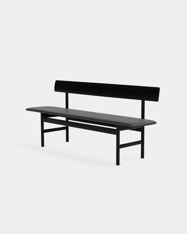 The Mogensen Bench | Black Leather and Black Lacquered Oak