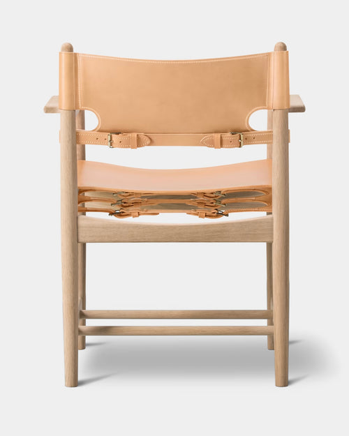 The Spanish Dining Armchair | Natural Leather and Soaped Oak