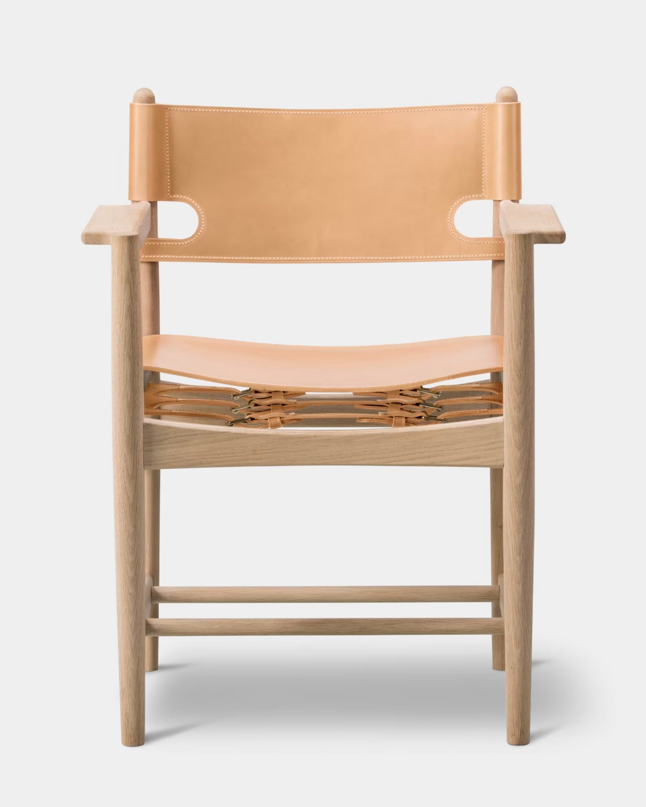 The Spanish Dining Armchair | Natural Leather and Soaped Oak