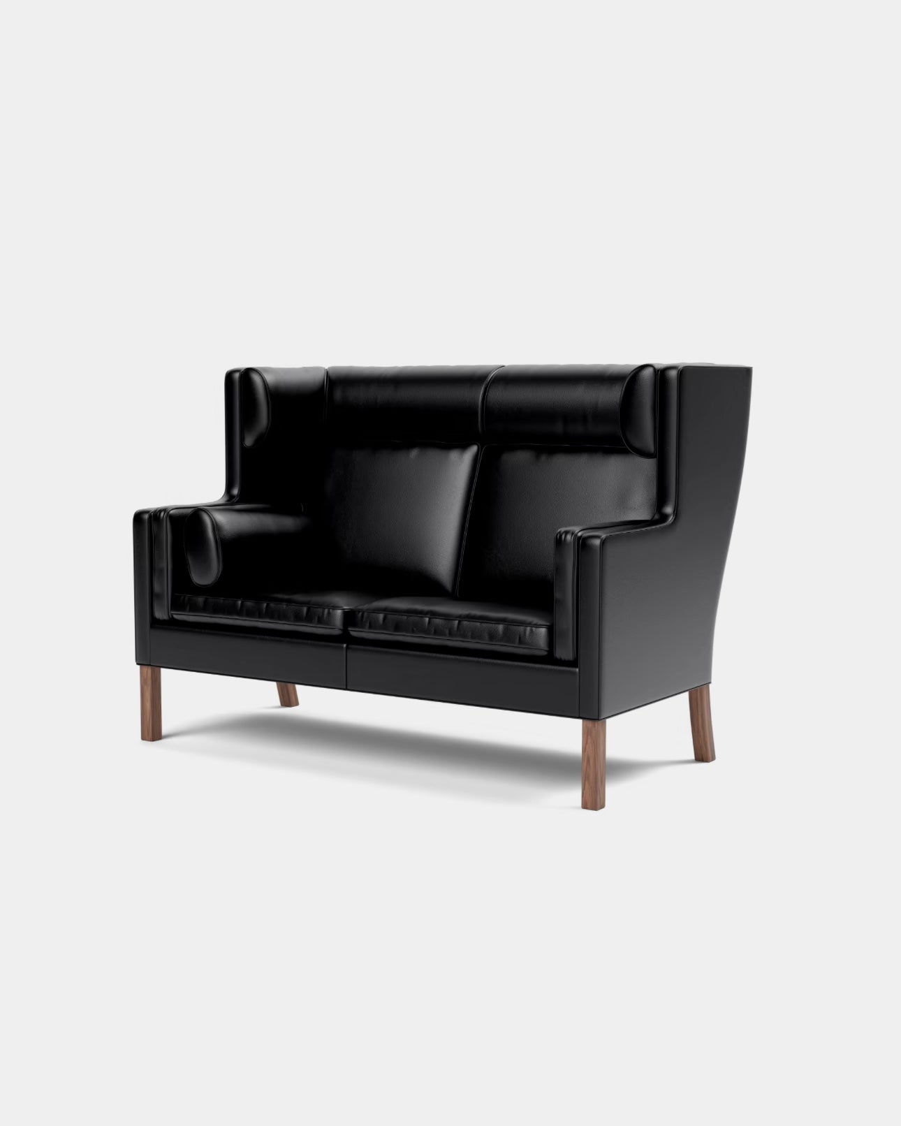 Mogensen Coupe Sofa | Black Leather and Oiled Walnut