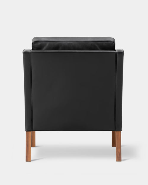 Mogensen 2207 Club Chair | Black Leather and Oiled Walnut