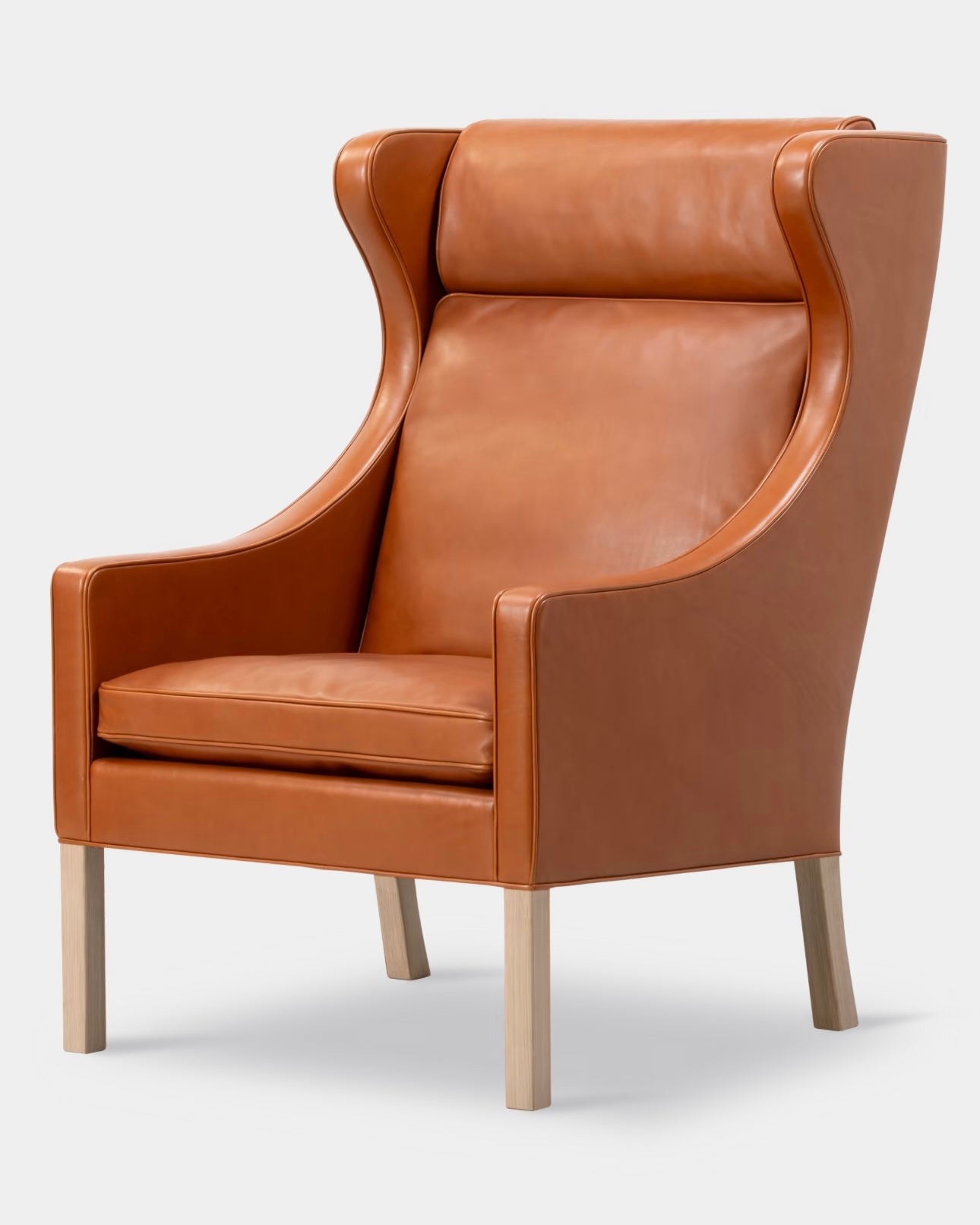 The Wing Chair | Russet Brown Leather and Oiled Oak