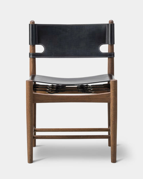 The Spanish Dining Chair | Black Leather and Smoked Oiled Oak