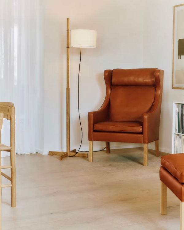 The Wing Chair | Russet Brown Leather and Oiled Oak