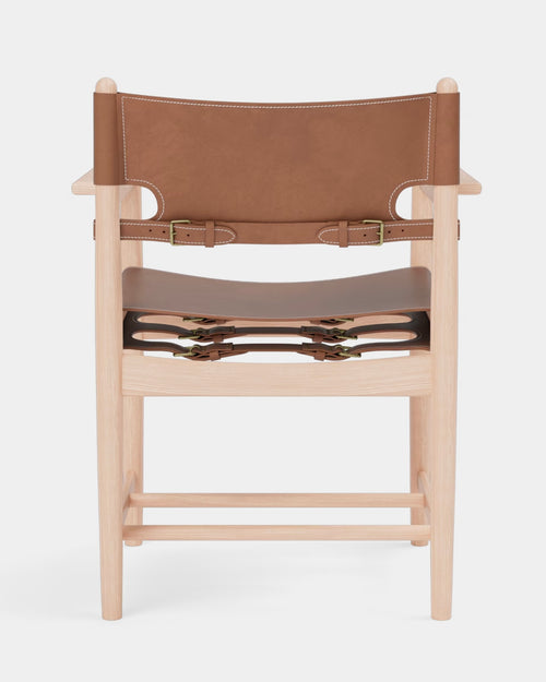 The Spanish Dining Armchair | Cognac Leather and Light Oiled Oak