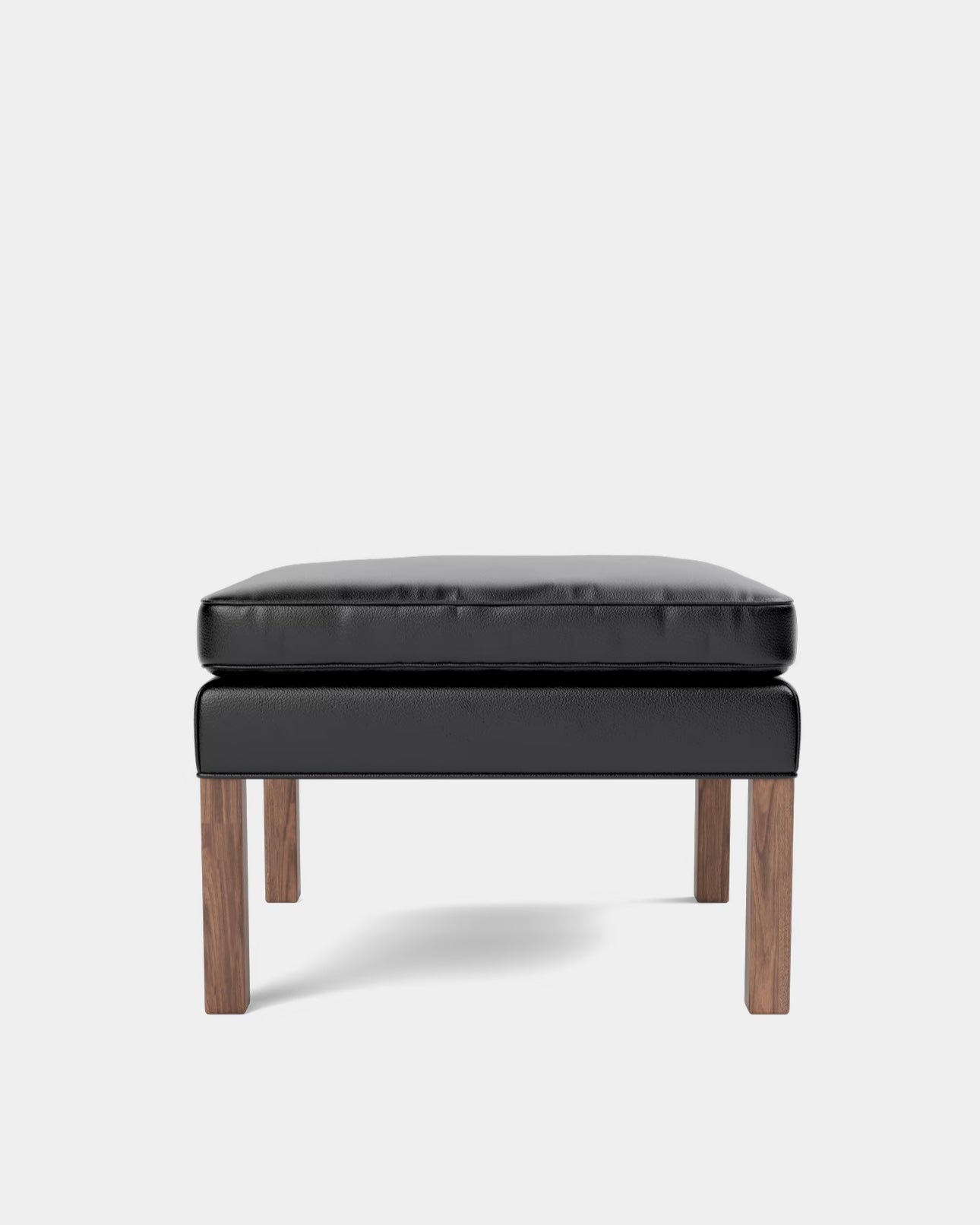 Mogensen 2202 Ottoman | Black Leather and Oiled Walnut