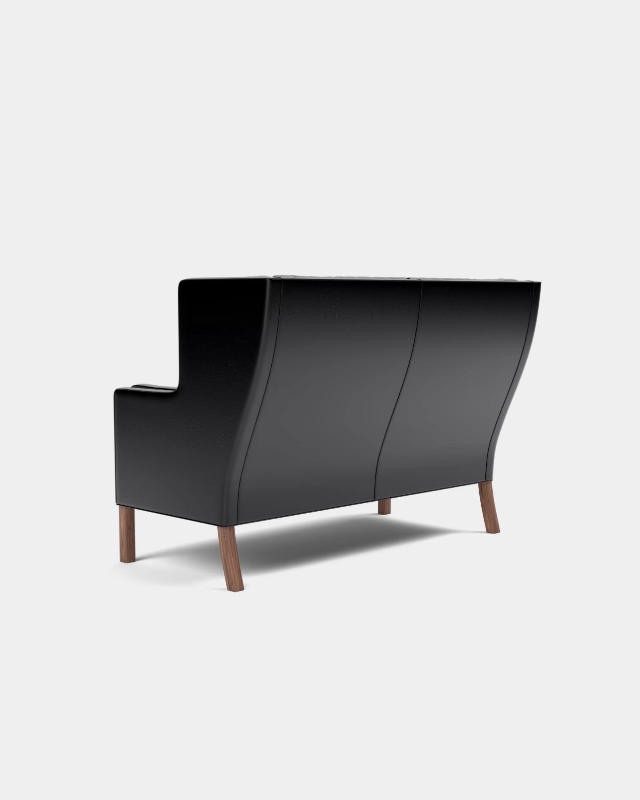 Mogensen Coupe Sofa | Black Leather and Oiled Walnut